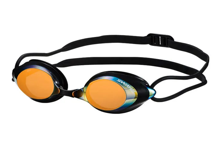 SRX Prescription Swimming Goggles Mirror Black Smoke Orange